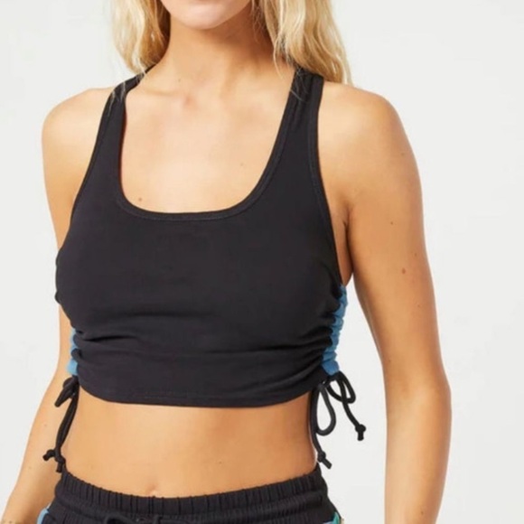 NWT L*Space Black and Blue Tie Side Cropped Champ Tank Size Small - Picture 1 of 8